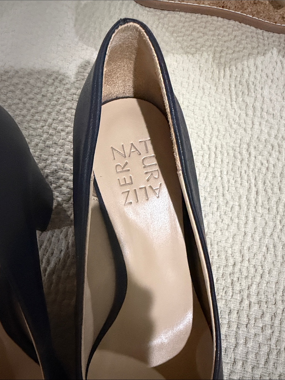 Naturalizer Black Leather Square-Toe Pumps - Picture 2 of 8